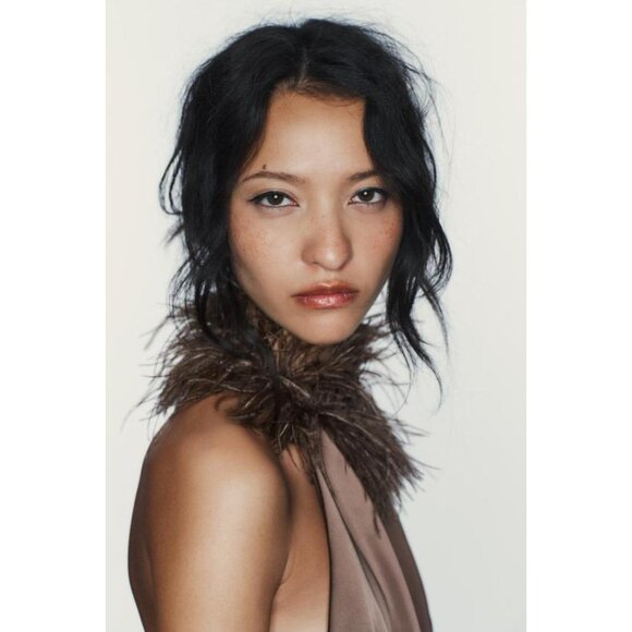 ZARA FEATHER HALTER DRESS - Picture 3 of 8